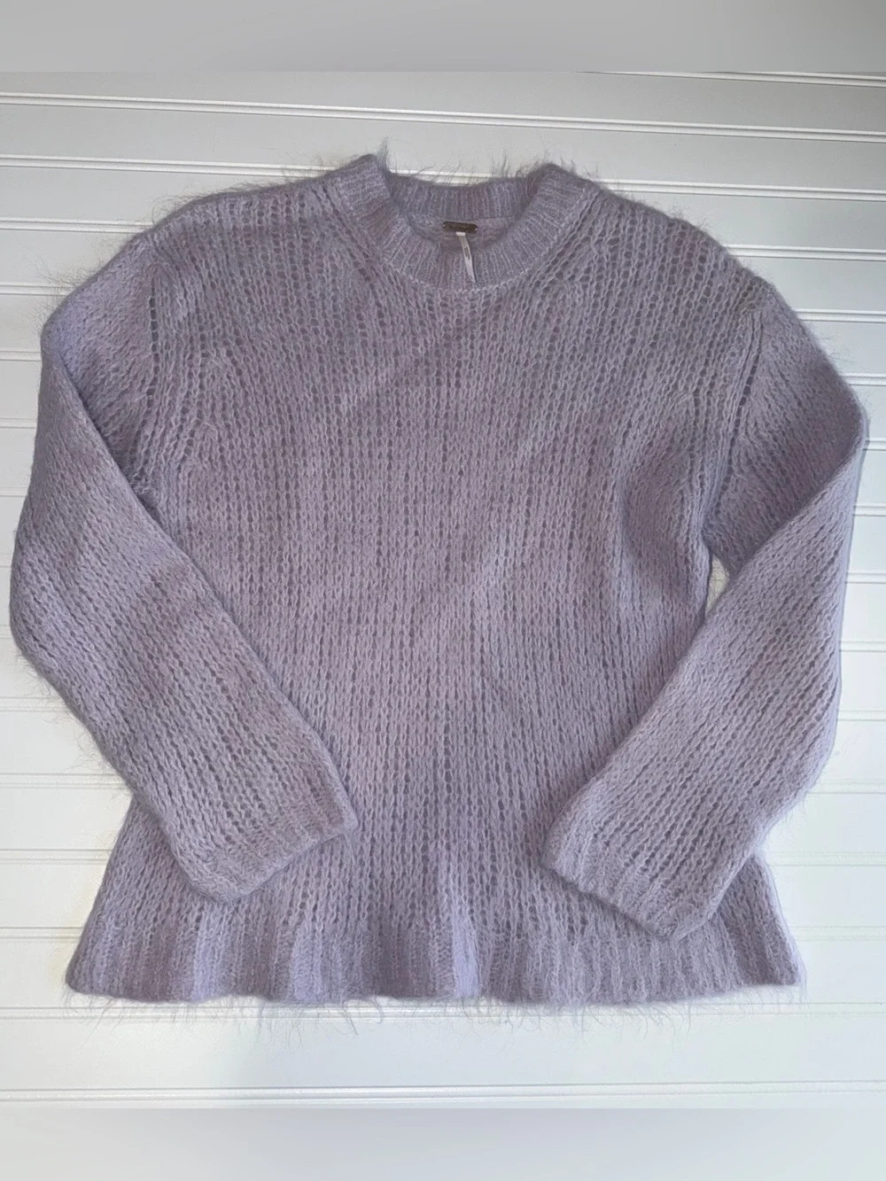 Free People Fuzzy Alpaca Wool‎ Blend Lilac Crewneck Sweater S